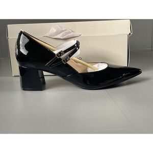 Bandolino BnSMITH3 Shoes Womens Size 9M Black Patent Mary Jane Block Heel Pumps